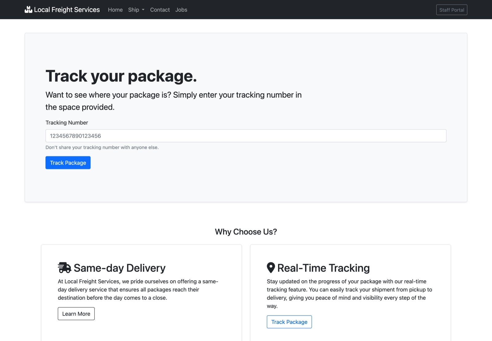 Local Freight Services homepage